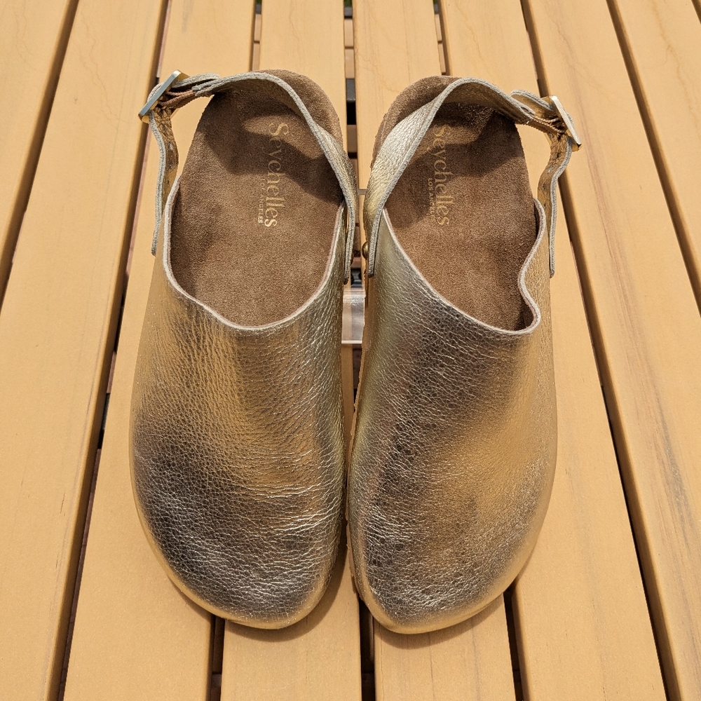 Seychelles Buckle Up Metallic Gold Mule Clogs Size 6 - Picture 2 of 7